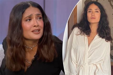 salma hayek flashes|Salma Hayek accidentally flashes breasts in bathrobe